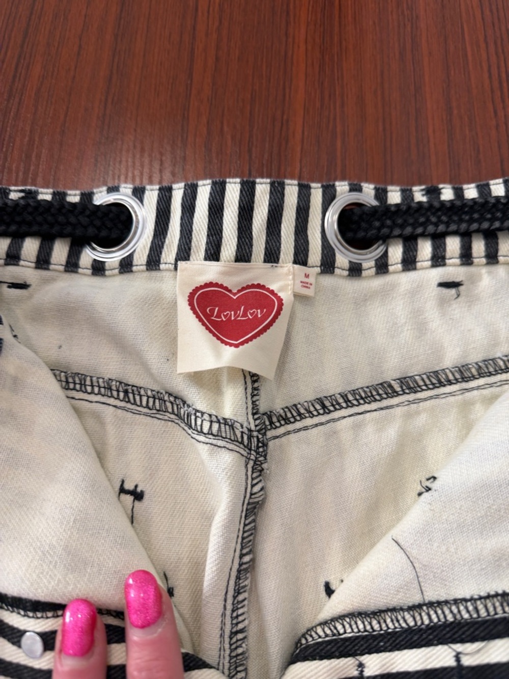 Striped Black & White Casual Pants - Picture 3 of 5